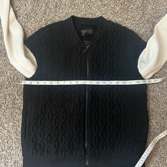 Tibi Black &White Textured Sweeter Bomber Jacket Long Sleeves Zipper Size XS - Picture 9 of 12